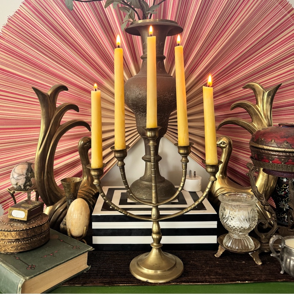 Vintage brass candelabra for 5 taper candles